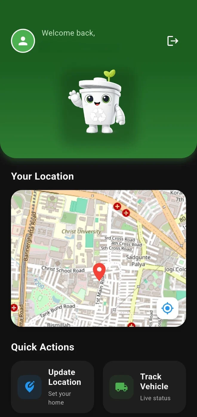Trashbuddy mobile app map interface